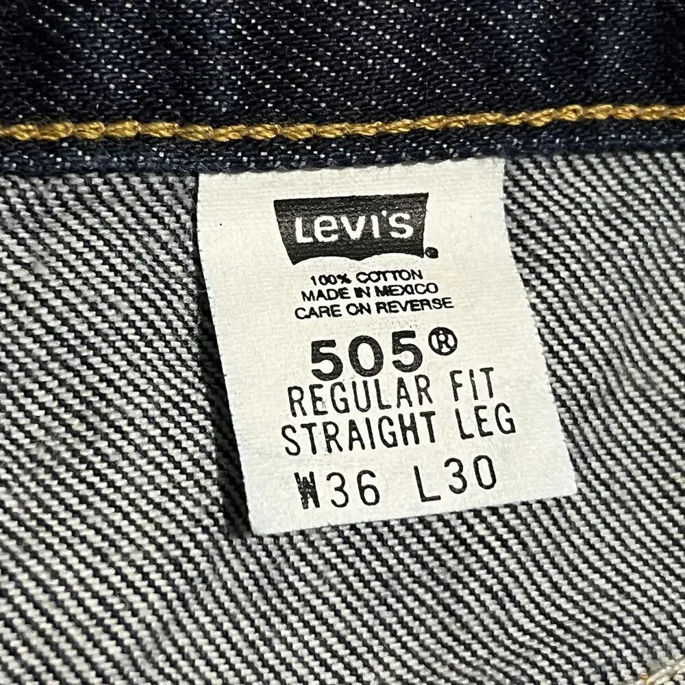 Vintage Levis 505 Jeans Mens 36x30 Blue Denim Regular Fit Straight Leg New Tags
